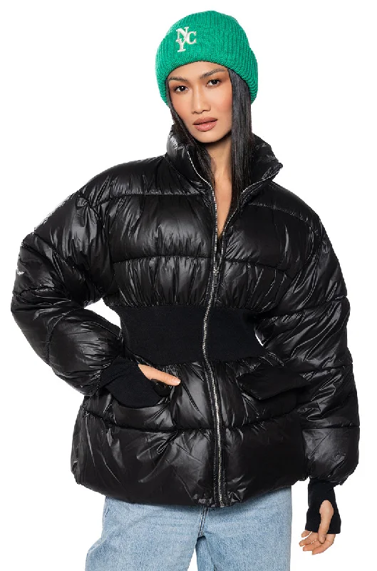 Urban Sophistication GEORGETOWN PUFFER COAT WITH RIB WAIST