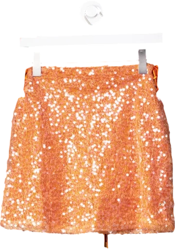 Comfortable Chic Amy Lynn London Orange Miberty Sequin Mini Skirt UK S