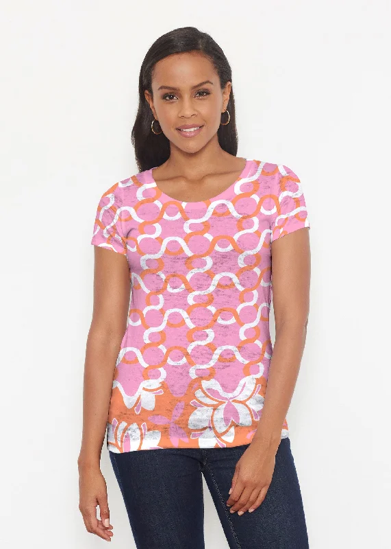 Chic Styles Squiggles Pink (20341) ~ Signature Short Sleeve Scoop Shirt