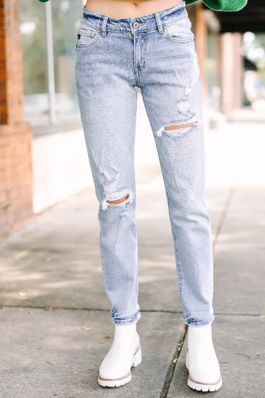 Gorgeous Glamour Collection KanCan: Talk About It Light Wash Boyfriend Jeans