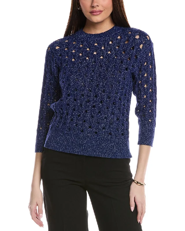 Mid - Week Surprise St. John Rib Crochet Knit Sweater