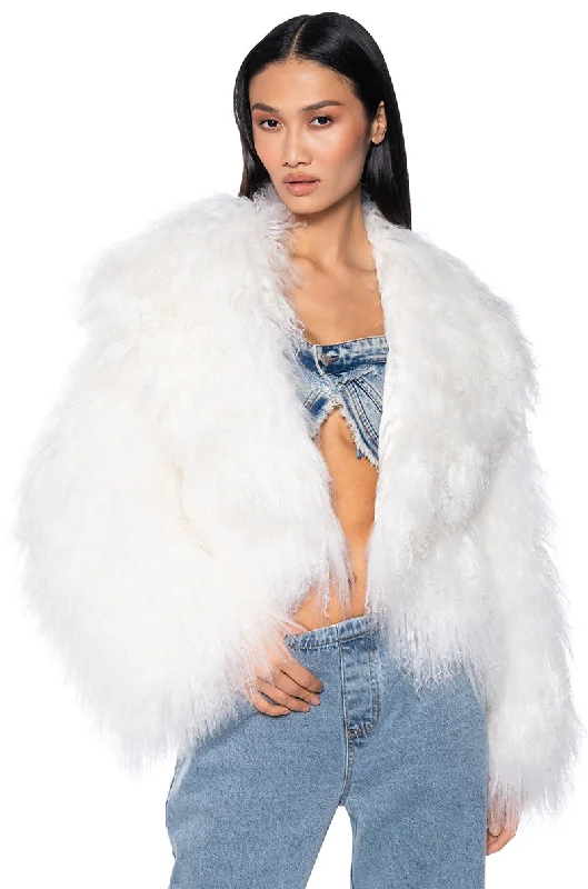 Bold Silhouette REAL MONGOLIAN FUR CROP JACKET