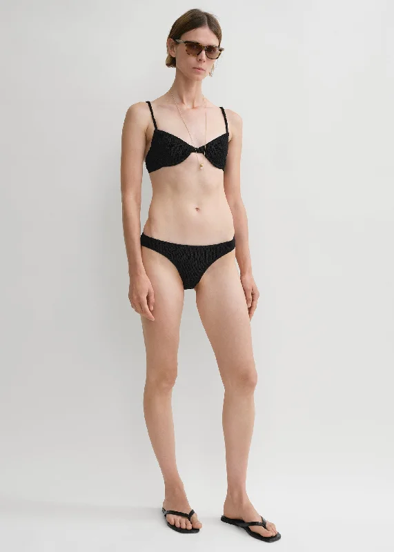 Exclusive Discount Smocked mid-rise bikini bottoms black