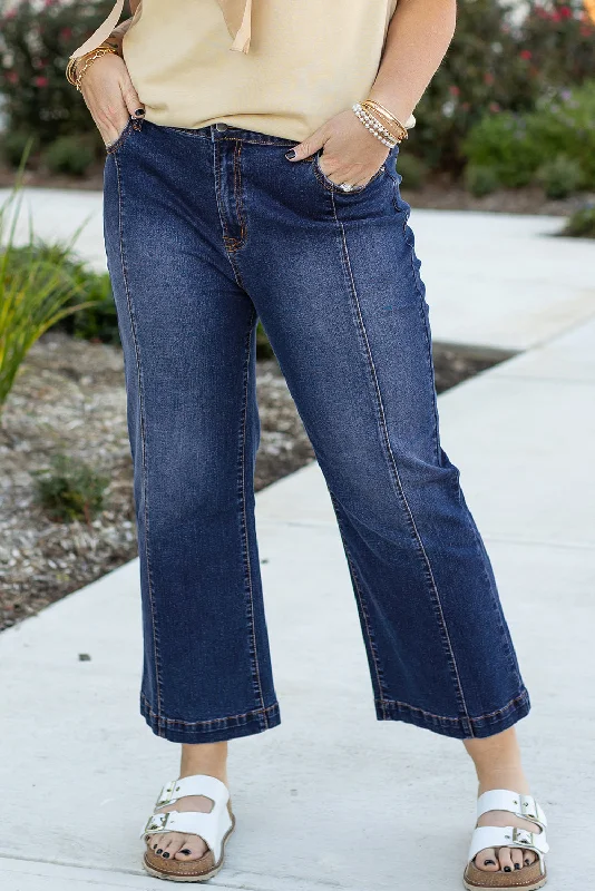 Unleash Your Trendy Side Plus Size Seamed Wide Leg High Waist Jeans