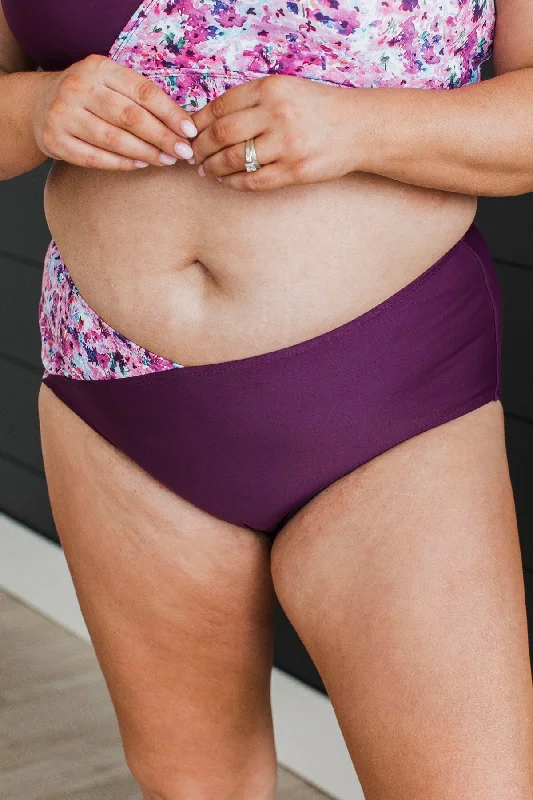 Casual Yet Stylish Separates Near To Paradise Swim Bottoms- Plum Floral