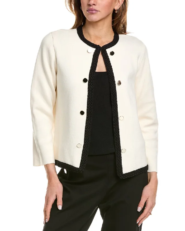 Wardrobe Essentials Anne Klein Braided Trim Cardigan