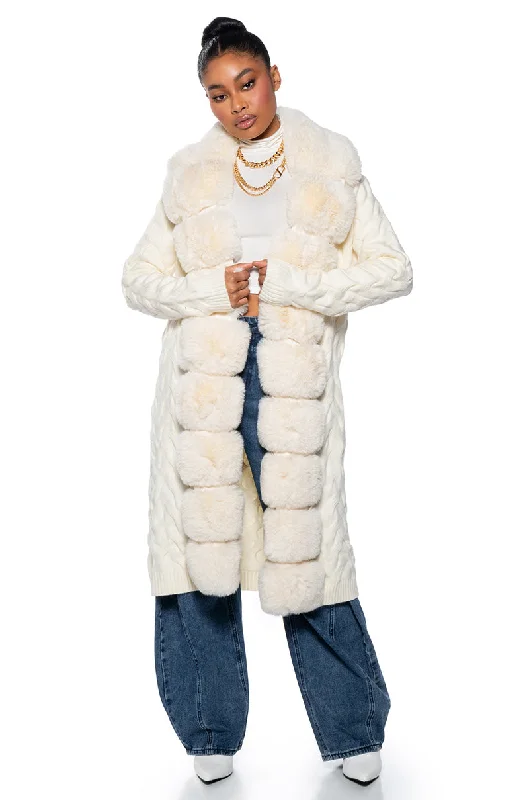 Trendy Fashion for Women BABBS KNIT TRENCH WITH FAUX FUR LINING