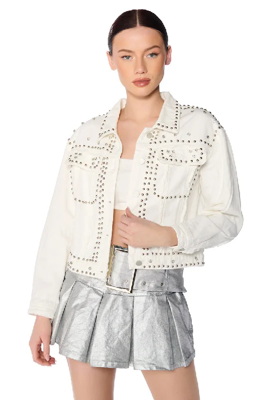 Elegant Details RUN IT BACK STUDDED DENIM JACKET