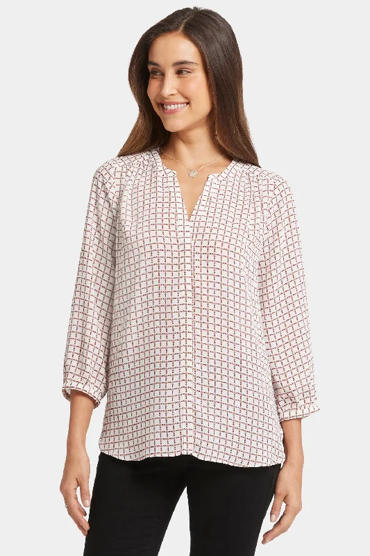 Daily Deals Pintuck Blouse - Graceful Geo