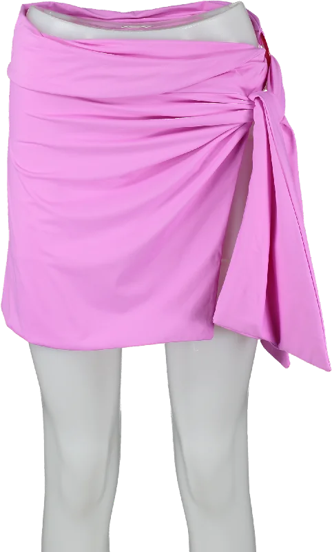 Trendy Pulse The Attico Swimwear Pink Mini Skirt With Tie Front UK XS