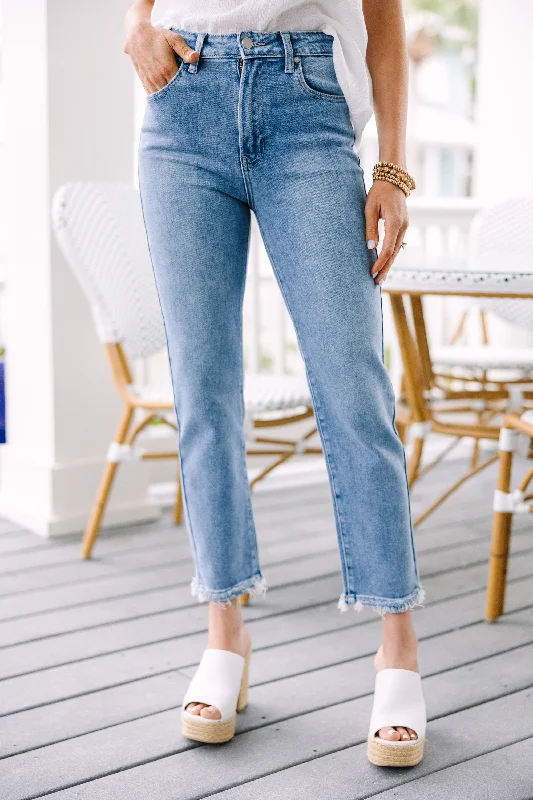 Stylish Savings Just Black Denim: Can't Look Away Light Wash Straight Leg Jeans