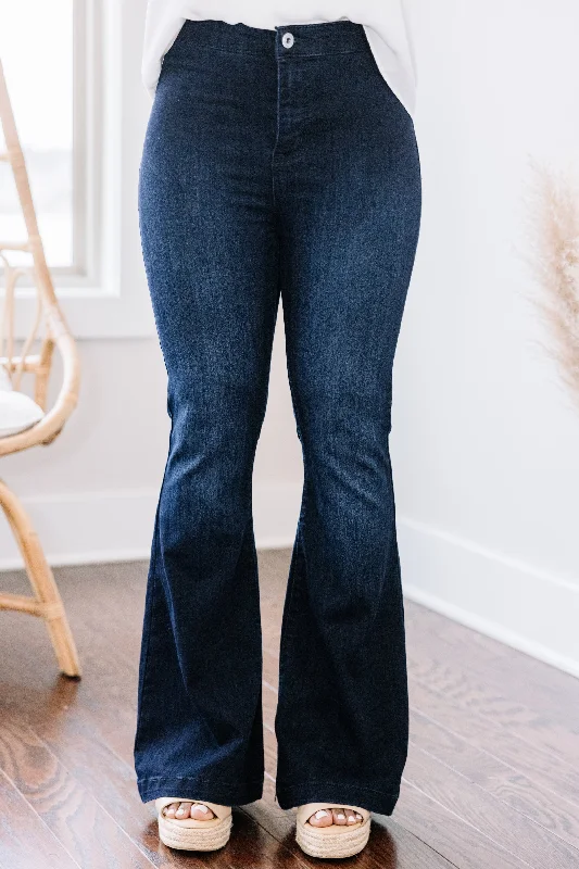 Comfort Centric Apparel Break It Down Petite Dark Wash Flare Jeans