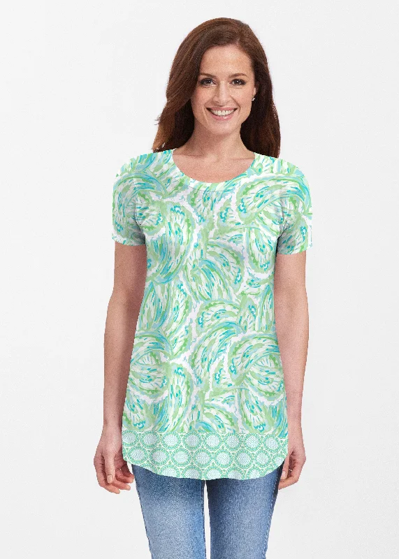 Limited Edition Coastal Paisley Lace Green (7690) ~ Butterknit Short Sleeve Tunic