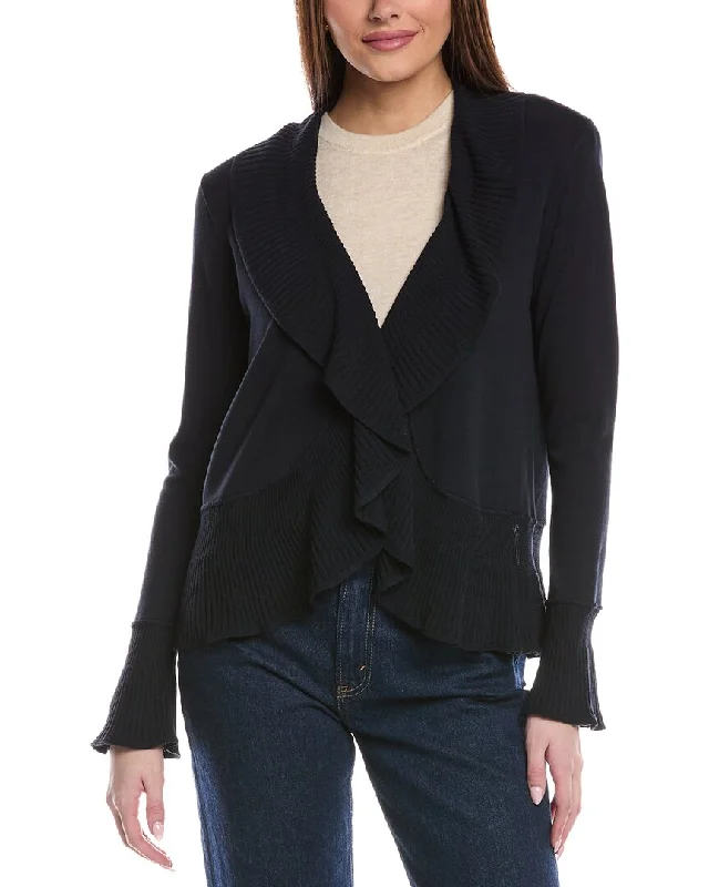 Comfort Centric Apparel St. John Fluid Ruffle Knit Cardigan