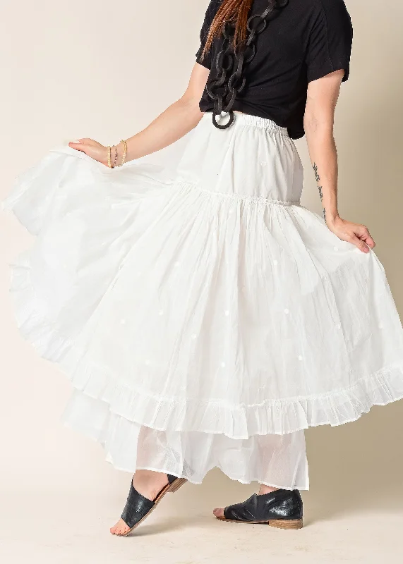 Exclusive Sale Aurelia Organza Embroidered Skirt in Cream