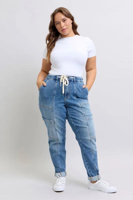 Big Discounts Clayton High Rise Cuffed Cargo Denim Jogger