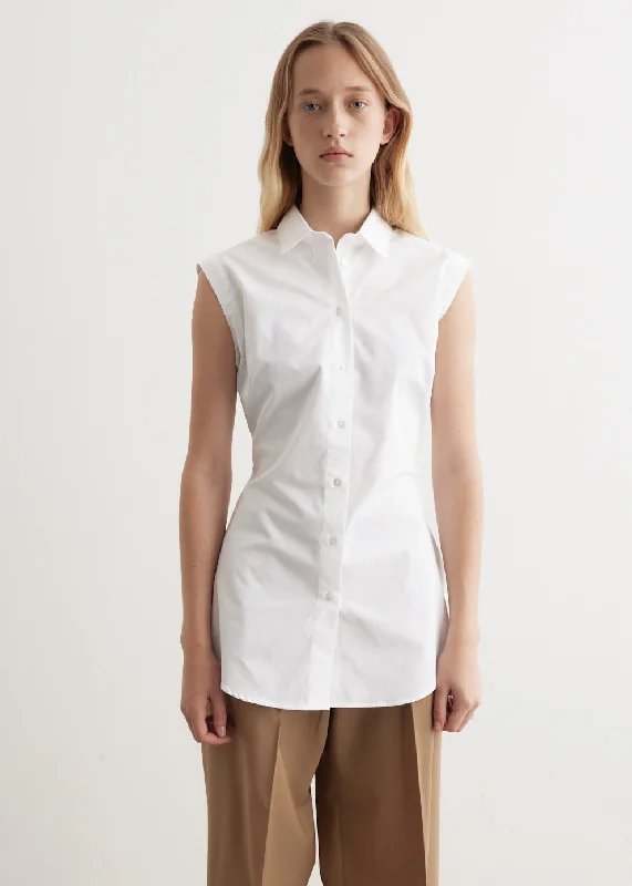 Huge Price Cut Shaped Poplin Sleeveless Shirt