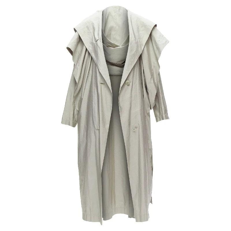 Elevate Your Wardrobe Issey Miyake hooded sleeve layer draped overcoat