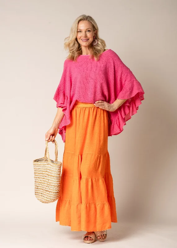 Evening Elegance Lora Linen Skirt in Sunset Orange