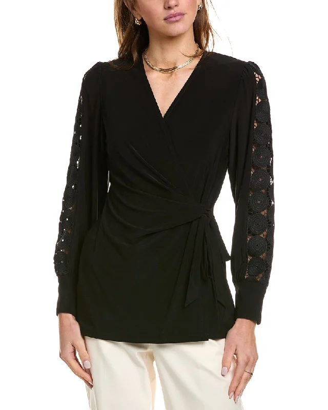 Special Occasion Wear Anne Klein Lace Sleeve Wrap Top