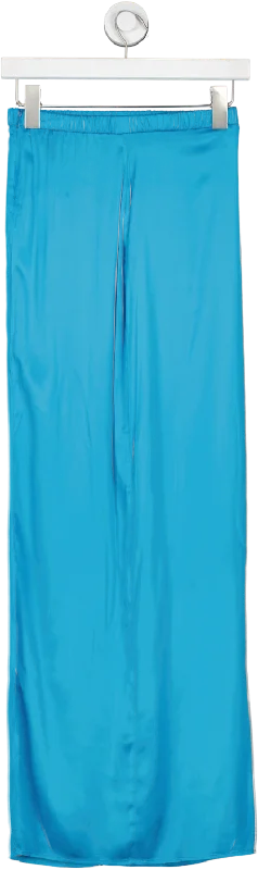 Vintage Style Clothing Sale Camila Coelho Blue Satin Midi Skirt With Cut Out Waistband UK XS