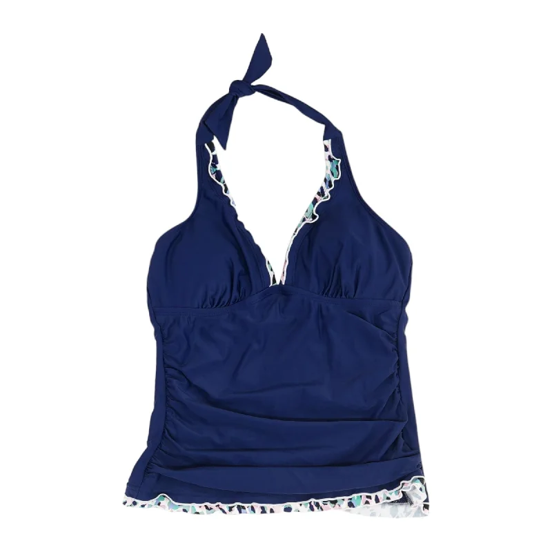 Wardrobe Update Navy Solid Swim Top