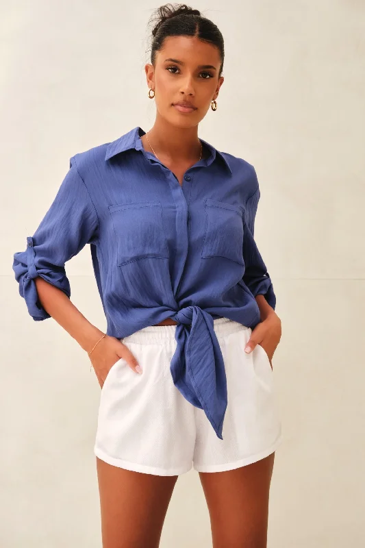 Stylish Statements Azure Oversized Shirt Blue