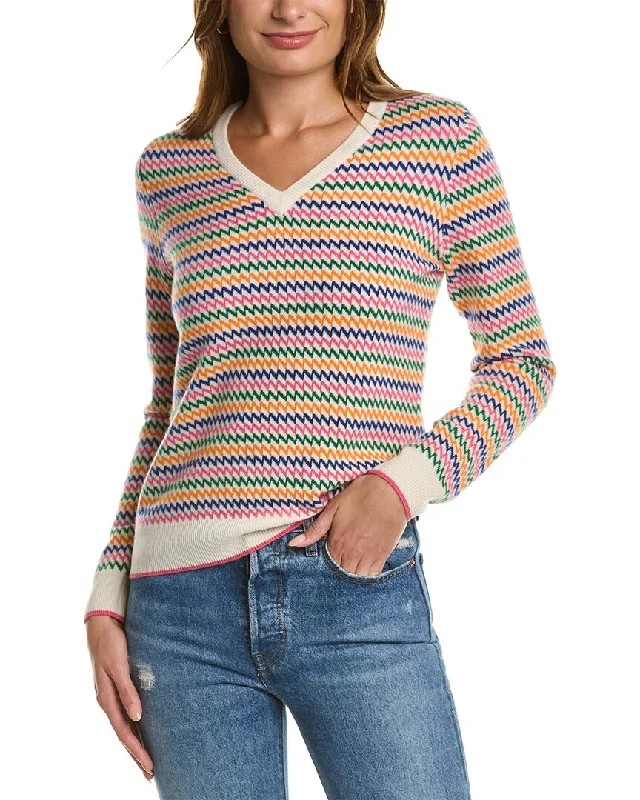 Trendy Fashion for Women Kier+J Zig-Zag Cashmere Sweater